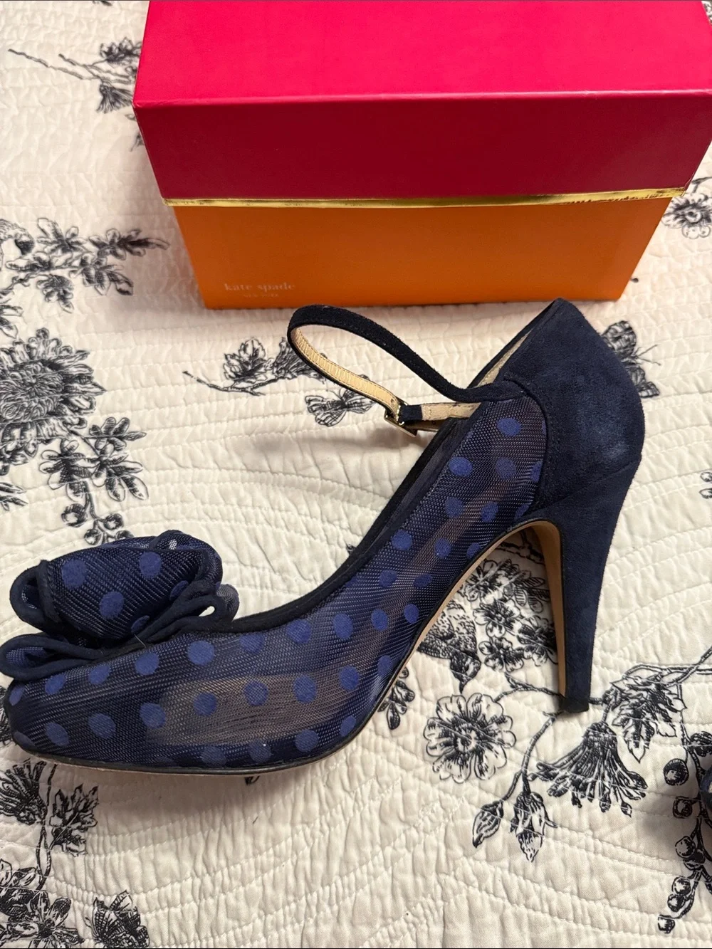 Kate Spade Navy Mesh Suede 6 M Italy